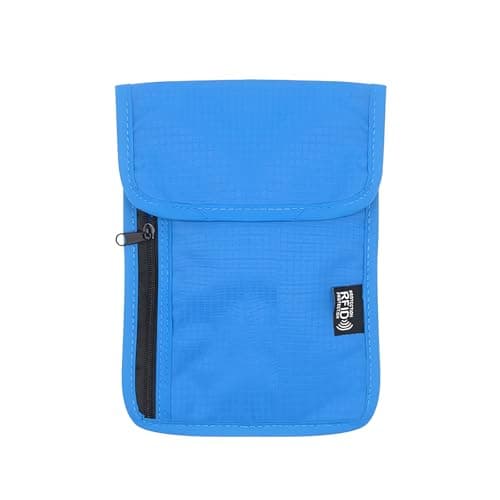 DOETYD Neck Pouches Neck Wallet for Women and Men, Secure Neck Wallet and Passport Holder RFID Blocking, Chest Bag for Travel Waterproof Hidden Anti-theft, Blue