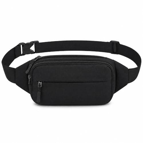 Waterproof Bumbags Waist Fanny Pack Running Belt Ladies Fashion Bum Bag with Adjustable Belt for Sport Running Hiking Jogging Travel Dog wolking Women Men (Black-A)