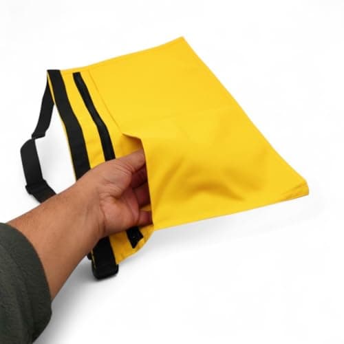 6 Pocket/4 Pocket Market Trader Money Belt | Denim Trader Belt | Money Apron | Traders Adjustable Waist Strap Anti-Theft Wallet Apron Pouch for Restaurants Festivals Fetes (4 Pocket-Yellow) — view 4