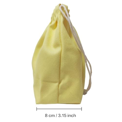 FIYUK Drawstring Cosmetic Bag, Makeup Bags Portable Pouch Organizer for Women's Travel Toiletries 7.3", Yellow — view 5