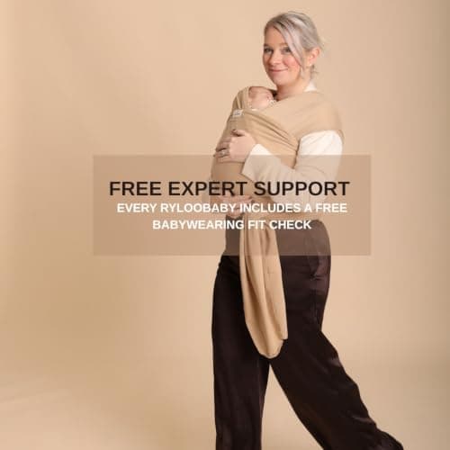 RYLOOBABY Baby Sling Carrier & Stretchy Baby Wrap – Newborn Baby Carrier 3.2–15 kg, Soft Cotton Hands-Free Babywearing Sling, Hip Healthy, One Size XXS–XXXL – Warm Beige — view 6