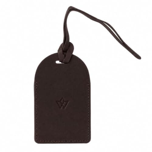 Wasama Genuine Leather Luggage Tag | Travel Baggage Tag | Durable Strap & Privacy Flap (Dark Brown) — view 2