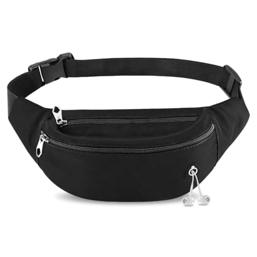 HOTUT Bum Bag for Ladies Women Men, with Headphone Jack & 3 Zipper Pockets
