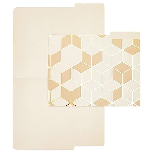 Decorative File Folders, 1/3 Cut Tab, Letter Size, Gold Foil Geometric (12 Pack) — view 3