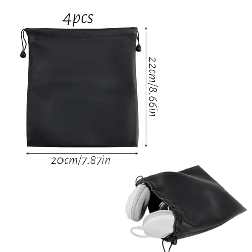 4 Pcs Large Headphone Storage Bag with Drawstring Set, Waterproof Headphone Carrying Bag for Travel and Protection, Headphones Case Universal Portable Protective Cover Pouch Bags Storage Box — view 2