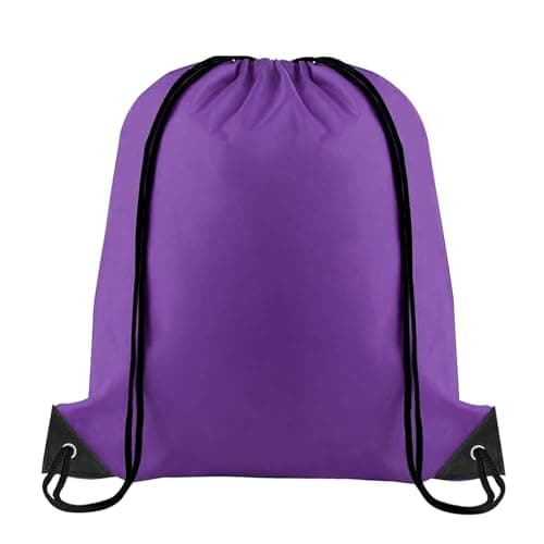 Yoolly Drawstring Bags, PE Bags Drawstring Gym Bags String, Waterproof Sack for Mens Womens Kids, Drawstring Backpack for School, Sports, Travel, Swimming, Beach (Purple)