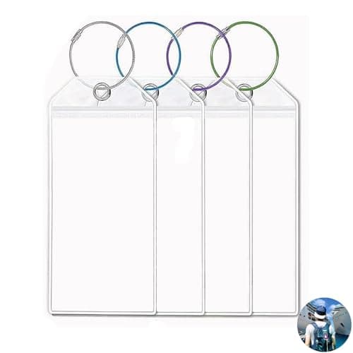 4 Pcs Cruise Luggage Tag Holders, Waterproof Cruise Luggage Tags with Seal and Steel Loops, Transparent and Durable, for Ships Baggage Labels for Travel Luggage Baggage Bags(19 * 6.4cm)