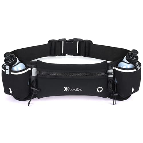 Running Belt with Water Bottles (2 x 175ML), Hydration Belt for Men and Women, Water Bottle Holder Running Pouch Belt, Fanny Pack Fits 7 inches Phones, Waist Pack for Running Hiking Climbing