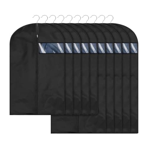 XIANTIAN Clothes Protector Bags Dustproof Clothes Covers Moth Proof Coat Covers with Zip， (Set of 5) Foldable Washable Clear Lightweight Garment Bags (black, 60x150) — view 5