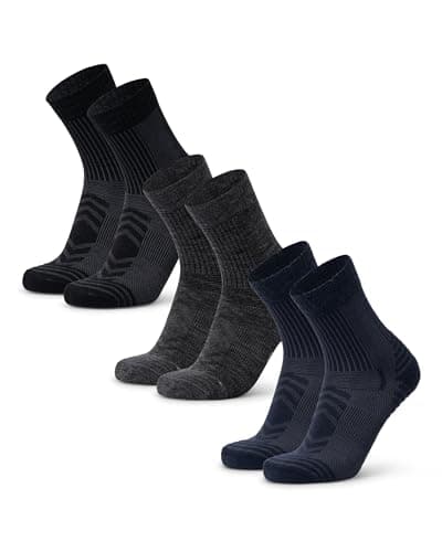 DANISH ENDURANCE Walking Socks Merino Wool Lightweight, Hiking Socks, for Men & Women, Unisex, 3 Pack, Multicolour (1x Black, 1x Grey, 1x Navy), 6-8