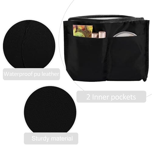 Small Cosmetic Bag for Purse MAANGE Small Makeup Bag Portable Travel Makeup Pouch Waterproof PU Leather Make up Bag with Handle Cute Versatile Zipper Pouch for Women (Black) — view 6