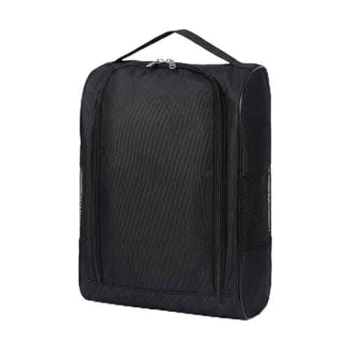 Black Travel Shoe Storage Bag Foldable Shoe Organizer with U-Shape Double Zipper and Breathable Mesh Panel - 33x24x13cm Portable Shoe Bag for Travel Suitcases Closet Wardrobe (1 Piece)