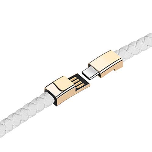 Outstanding® USB Type-C Charging Cable Bracelet Neutural, USB C Phone Charger 2.4A Current, Wristband Design Charger Leather Bracelet Portable Travel Charger, Braided Cord — view 4