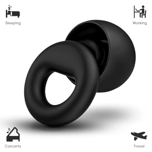 HOYIO Ear Plugs for Noise Reduction–Super Soft, Reusable Hearing Protection in Flexible Silicone for Sleep, Noise Sensitivity & Flights-8 Ear Tips in XS/S/M/L–27dB Noise Cancelling–Black — view 3