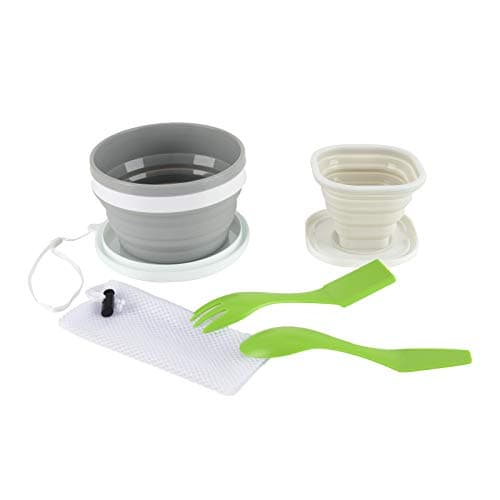 Lazymi Large Camping Dinner Set Portable Silicone Collapsible Bowl Cup Mug