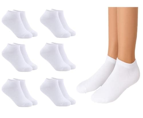 A2Z 4 Kids 6 Pack Girls Boys Plain Trainer - Socks AZ750 White 6 Pack 6-9