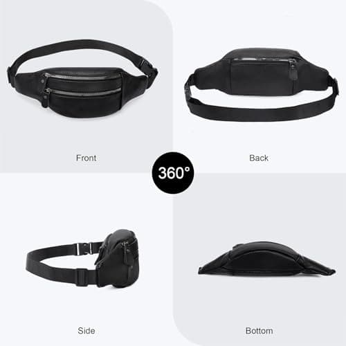 GAEKEAO Bum Bag Fanny Pack for Women Men Genuine Leather Waist Bags for Running Sport Hiking Travel — view 5