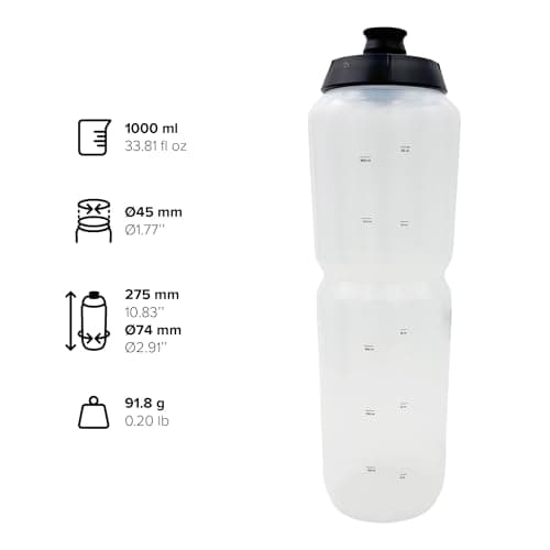 Polisport 8649100040 R 1000ml AMZ AMZ Multi-Sport Water Bottle, 1000ml Capacity, Ultra-Light, Extra Squeezable, Soft-Touch Tip, BPA-Free, Cycling, MTB & Sports Water Bottle, Color Clear — view 2
