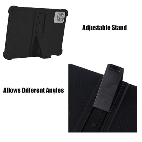 Silicone Case for 10.1 inch Android Tablet case,Soft Friendly Cover for Android 16 Tablet 10 inch 2026,Case for Android 15 Tablet 10 inch 2025,Adjustable Stand (Black) — view 2