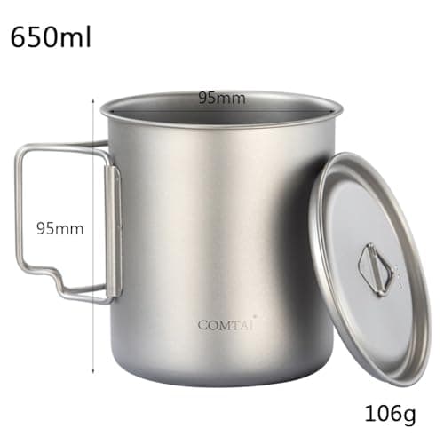 FUANA for Stainless Steel Camping Mug, Lightweight Foldable Handle for Water Cup Outdoor Hiking Travel, Coffee Tea Tumbler with Mesh Bag 220ml-750ml — view 6