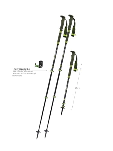 KOMPERDELL Carbon Pro Zero Trekking Pole Pack Size 67cm Length 150-140cm Adjustable Green Size 105-140cm Length-Adjustable Charcoal Trekking Pole — view 2