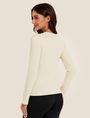 Harlamvar Women's Thermal Tops Lightweight Long Sleeve Soft Base Layer Top — view 3