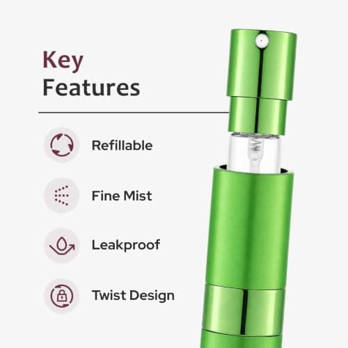Toureal Travel Perfume Atomiser Refillable, 8ml Atomiser Spray Bottle,Green — view 5