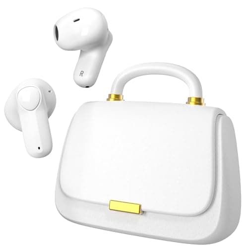 ANCwear Wireless Earbuds with Mini Handbag Case, 22H Playtime, Pearl White