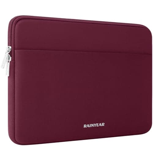 RAINYEAR 13.3-14 Inch Laptop Sleeve Soft Case with Front Pocket, Red