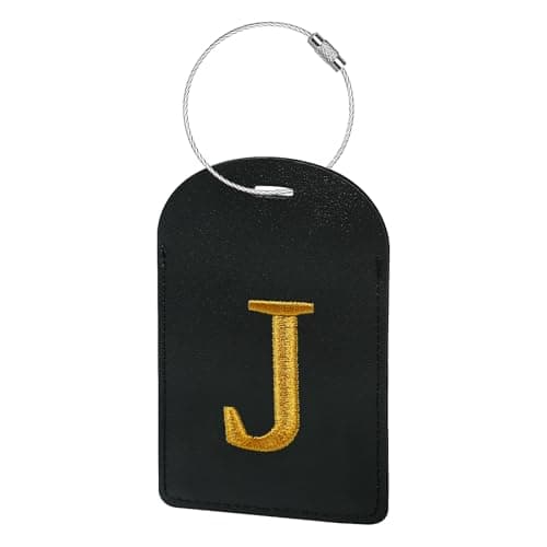 Gloppie Initial Luggage Tags for Suitcases, TSA Approved Letter Luggage Tag, Embroidered Monogrammed Travel Bag Tags Black Baggage Tag J