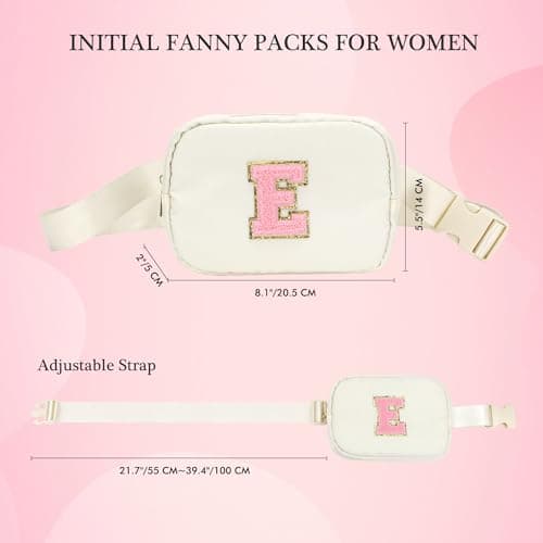 YOOLIFE Gifts 4 5 6 7 8 9 10 11 12 13 14 15 Year Old Girl, Initial Bum Bags Waist Bag Fanny Pack Crossbody Bags Purse Sling Bag, Personalized Gifts for Girls Kids Friend Daughter Sister Niece, Beige E — view 5