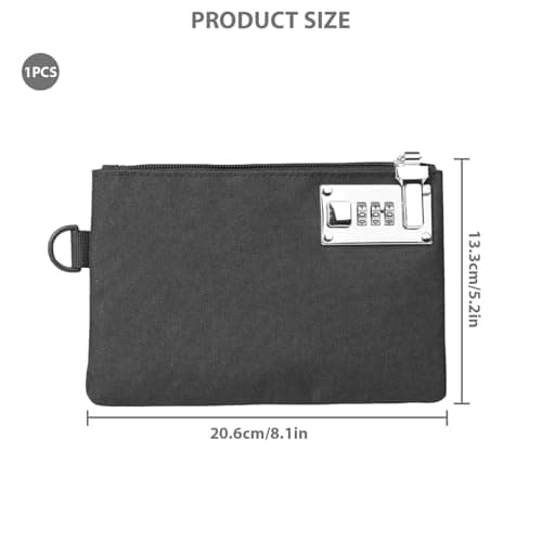 COZERI Lockable Money Wallet Bag - Anti-theft Security Travel Business Trip Hidden Bag Men Women, Portable 3-Digit Lockable Metal Combination Lock Money Pouth for Cash/Passports/Jewelry/Card/Document — view 2