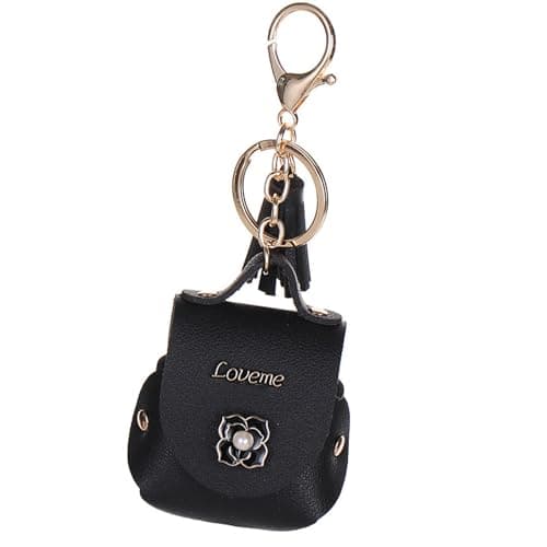 CRFFZ Earphones Organiser Bag Chain Faux Leather Keyring for Backpacks Schoolbag Purse Travel Earphone Bag
