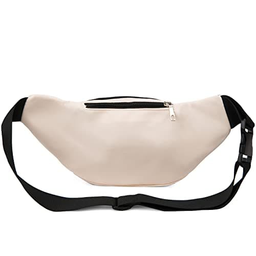 DAITET Fanny Pack Cream White for Men & Women, Large Crossbody Waist Bag & Hip Bum Bag with Adjustable Strap for Outdoors, Workout, Traveling, Casual, Running, Hiking, Cycling — view 2