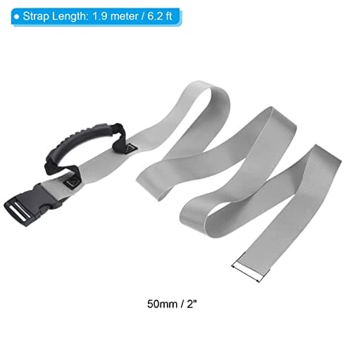 PATIKIL Carrying Strap with Handle, Adjustable Nylon Belt for Moving Lifting Boxes Grocery Luggage, Gray — view 2