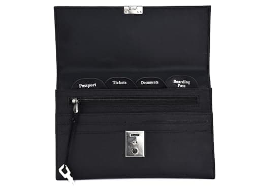 AR BRAND EST. 2021 Travel Document Wallet Organiser with Lock for Passport (Black)