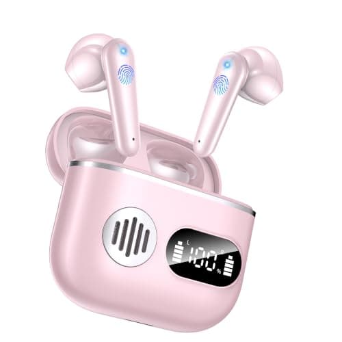 CoolJumper 2026 Ultimate Bluetooth V6.1 Earbuds, Dual LED Display, Mini In-Ear Design, Deep Punchy Bass, 48H Playtime, IP7 Waterproof, Pink