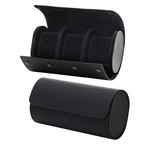 Emibele Watch Roll Travel Case, 3 Slot PU Leather Watch Case for Men Women — view 2