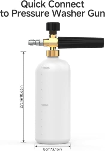 Snow Foam Lance 1/4" Quick Release Car Wash Foam Cannon Pot with Adjustable Nozzle, High Pressure Washer Soap Dispenser Bottle (1L) — view 6