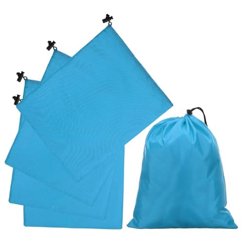 sourcing map 5Pcs Polyester Drawstring Bag with Toggle, 10"x12", Sky Blue