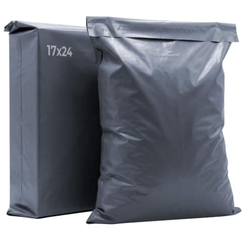 iSOUL 10x Large Mailing Bags, 17x24 Strong Large Vinted Mailing Postal Postage Bags [Use in Parcel, Delivery, Shipping, Mail, Package] [43.2cmx61cm] Grey Bag