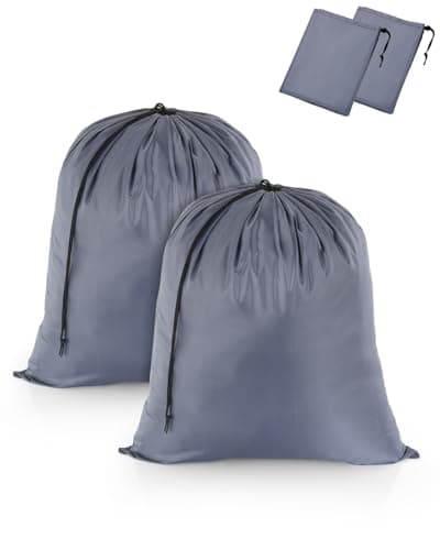 OTraki 2 Large Laundry Bags 50x60 cm Foldable Drawstring Gray Bin