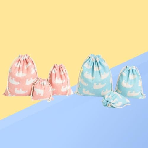 COSMOBETTY Drawstring Storage Bag Easy to Carry and Save Luggage Space 6pcs Cotton Linen with Strap Multifunctional Pouch for Travel Organizers and Daily Storage — view 4