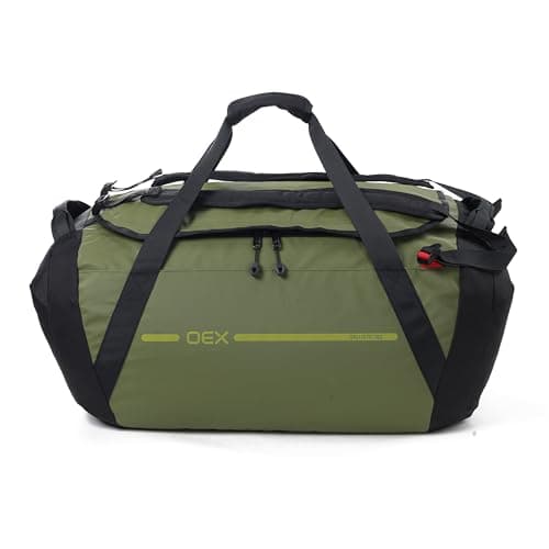 OEX Ballistic Cargo Bag with Wet Pocket & Multiple Carrying Options, Duffel, Holdall, Bag for Men & Women, Durable, Heavy Duty, Travel, Luggage, Overnight, Weekend, Sports (Green, 90 Litre)