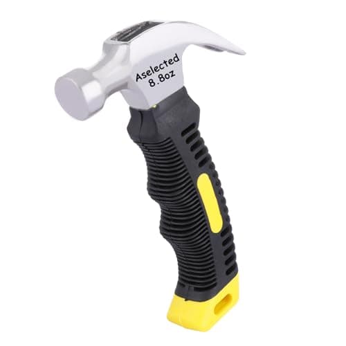 ASelected Stubby Claw Hammer 8 oz Small Hammer with Rubber Handle Mini Camping Hammer for Women Nail Hammer Hammer for Home, DIY, Camping, Tent Stakes