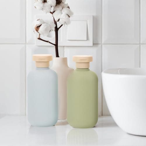 COMNESTBI 2pcs Refillable 300ml PE Flip Cap Shampoo and Conditioner Bottles — view 4