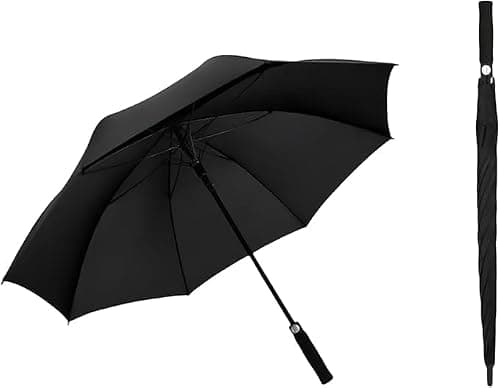 Gadgetking Large Golf Umbrella Windproof Wind Canopy Sports Manual Black Mens Women Ladies Gents Wedding Funeral Event Strong Stick Travel Automatic Auto
