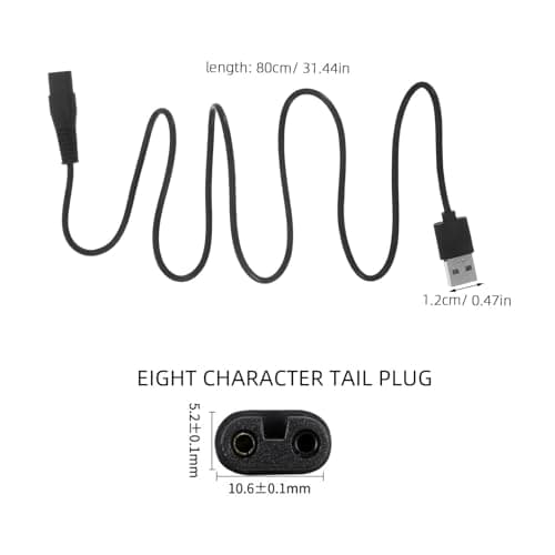 GATHINESS Multi Charging Cable 2pcs USB Figure-Eight Charging Cord, Durable Copper and Rubber Material, Ideal for and Trimmer, Spare Power Cord for Travel and Home — view 2