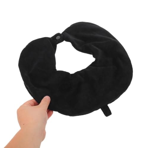 2pcs U Shaped Travel Pillow Cover with Zipper, Soft Velvet Black — view 4
