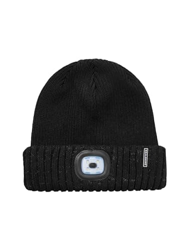 SEALSKINZ | Heydon | Unisex AQUASEALZ® Waterproof Cold Weather LED Roll Cuff Beanie Hat |Everyday & Outdoor Activities | Fleece Lining Black
